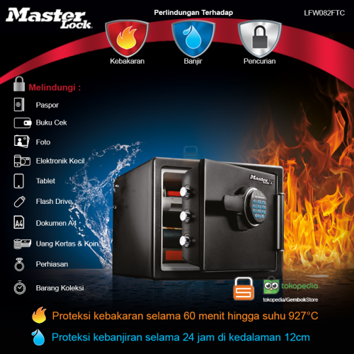 Brankas Digital Tahan Api dan Air Master Lock LFW082FTC