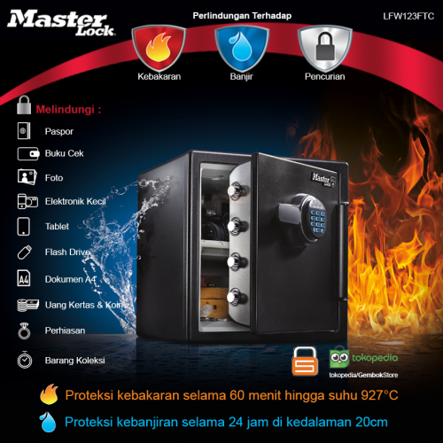 Brankas Digital Tahan Api dan Air Master Lock LFW123FTC