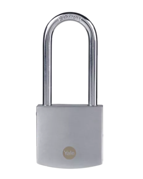 Gembok Yale Y120 50mm chrome finish tahan karat dengan shackle boron untuk pagar dan gudang