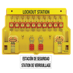 Stasiun Lockout Tagout Master Lock 1483BP410 dengan 10 gembok keselamatan dan aksesoris industri