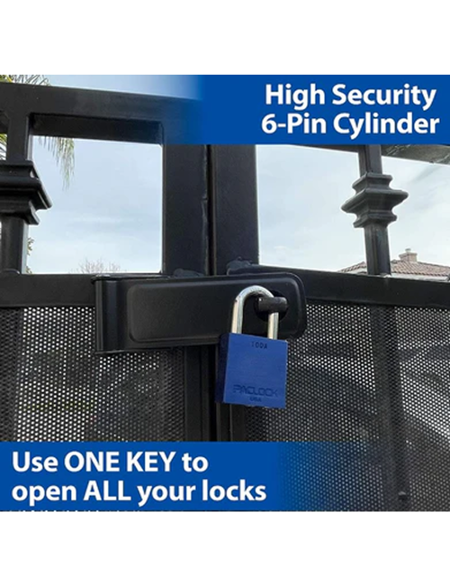 Gembok PACLOCK 100A aluminium biru dengan shackle baja keras 1,3 inci buatan USA