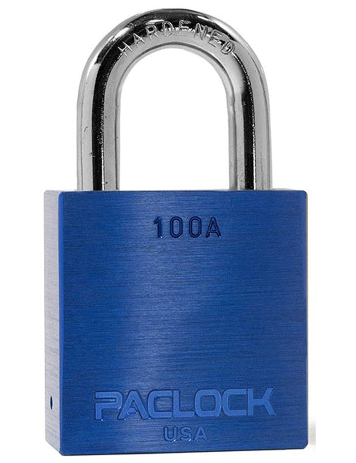 PACLOCK 100A Blue Aluminum Padlock – 1-3/16” Hardened Steel Shackle | Made in USA Gembok PACLOCK 100A aluminium biru dengan shackle baja keras 1,3 inci buatan USA