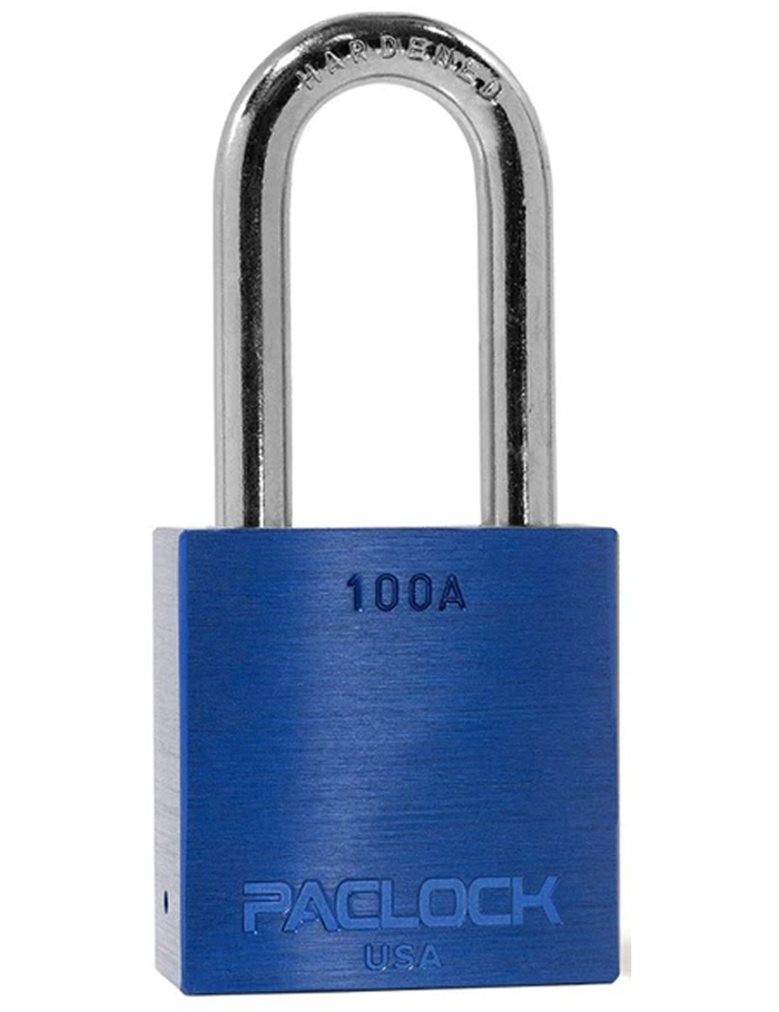 PACLOCK 100A Blue Aluminum Padlock – 2” Hardened Steel Shackle | Made in USA Gembok PACLOCK 100A aluminium biru dengan shackle baja keras 2 inci buatan USA