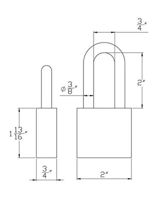 Gembok PACLOCK 200A aluminium biru dengan shackle baja keras 2 inci buatan USA