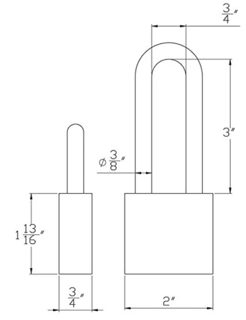 Gembok PACLOCK 200A aluminium biru dengan shackle panjang 3 inci dari baja tahan karat