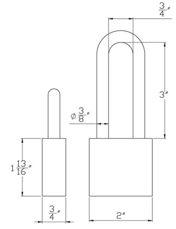 Gembok PACLOCK 200A aluminium biru dengan shackle panjang 3 inci dari baja tahan karat