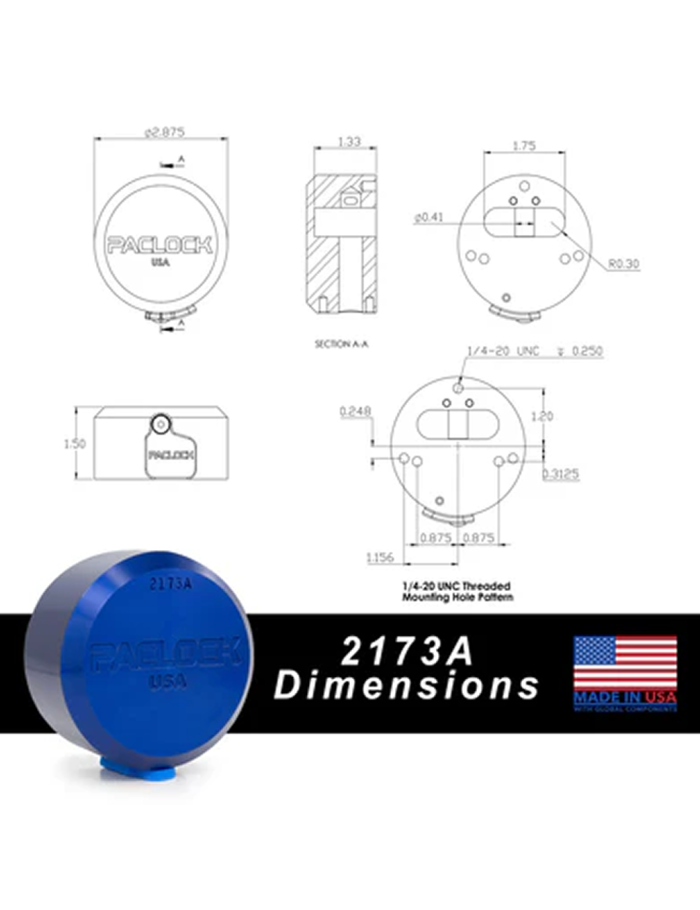 Gembok PACLOCK 2173A puck lock aluminium biru hidden shackle untuk truk dan kontainer
