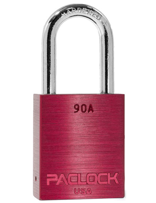 Gembok PACLOCK 90A aluminium pink dengan shackle baja 1,5 inci tahan karat buatan USA