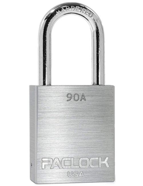 Gembok PACLOCK 90A warna putih aluminium dengan shackle baja 2 inci tahan karat