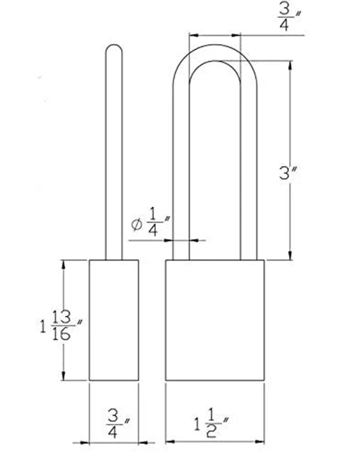 Gembok PACLOCK 90A aluminium biru dengan shackle panjang 3 inci dari baja tahan karat