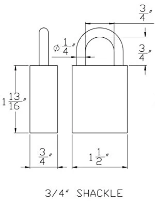 Gembok PACLOCK 90A aluminium biru dengan shackle baja 3/4 inci tahan karat