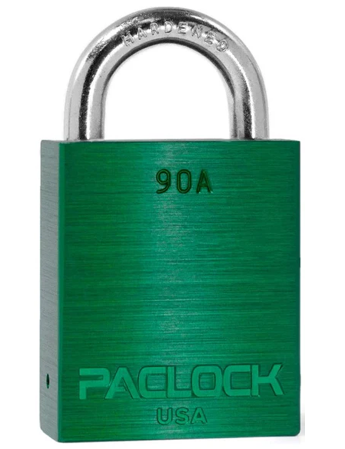 Gembok PACLOCK 90A aluminium hijau dengan shackle baja 3/4 inci tahan karat