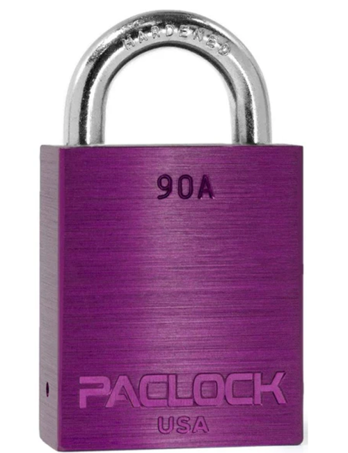 Gembok PACLOCK 90A aluminium ungu dengan shackle baja 3/4 inci tahan karat