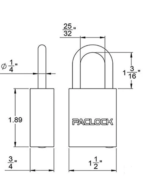 Gembok PACLOCK 90A-PRO aluminium biru dengan shackle tinggi 3 inci untuk aplikasi lockout tagout