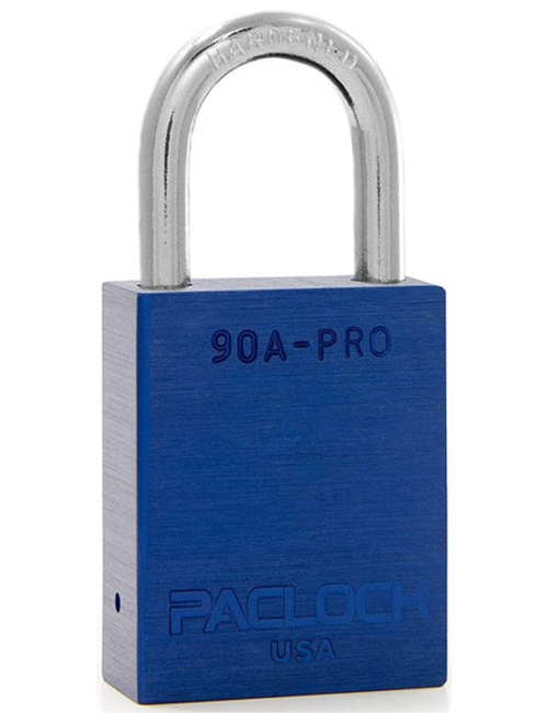 Gembok PACLOCK 90A-PRO aluminium biru dengan shackle tinggi 3 inci untuk aplikasi lockout tagout