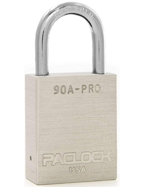 Gembok PACLOCK 90A-PRO aluminium abu dengan shackle tinggi 3 inci untuk aplikasi lockout tagout