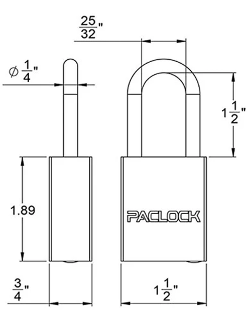 Gembok PACLOCK 90A-PRO aluminium biru dengan shackle tinggi 3 inci untuk aplikasi lockout tagout