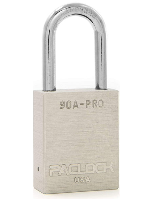 Gembok PACLOCK 90A-PRO aluminium abu dengan shackle tinggi 3 inci untuk aplikasi lockout tagout