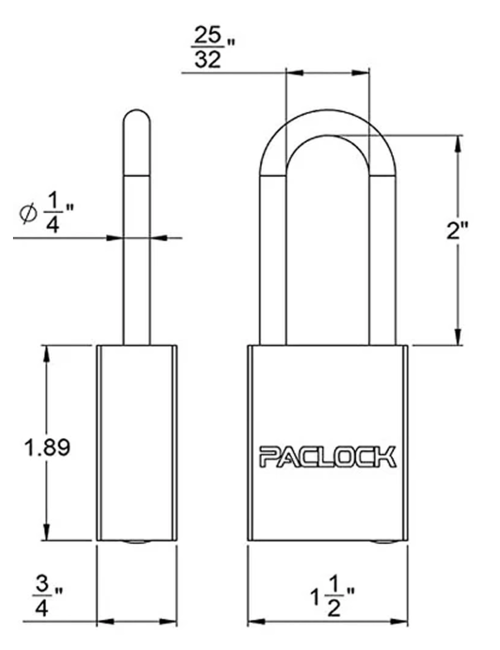 Gembok PACLOCK 90A-PRO aluminium biru dengan shackle tinggi 3 inci untuk aplikasi lockout tagout