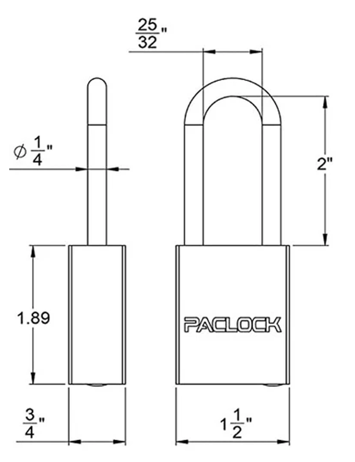 Gembok PACLOCK 90A-PRO aluminium biru dengan shackle tinggi 3 inci untuk aplikasi lockout tagout