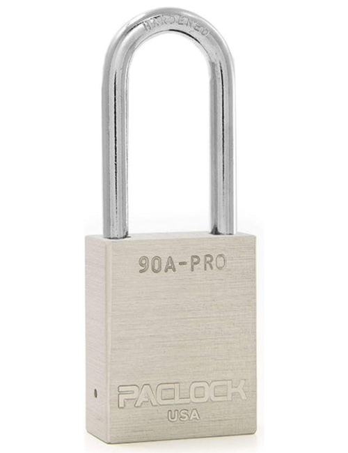 Gembok PACLOCK 90A-PRO aluminium abu dengan shackle tinggi 3 inci untuk aplikasi lockout tagout