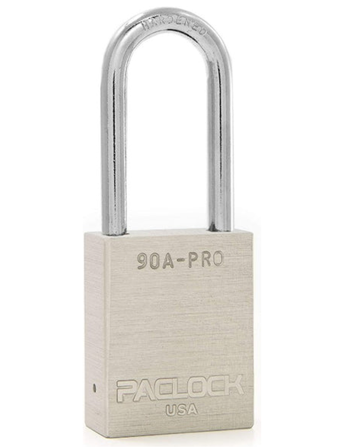 Gembok PACLOCK 90A-PRO aluminium abu dengan shackle tinggi 3 inci untuk aplikasi lockout tagout