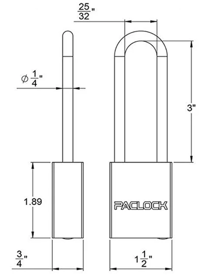 Gembok PACLOCK 90A-PRO aluminium biru dengan shackle tinggi 3 inci untuk aplikasi lockout tagout