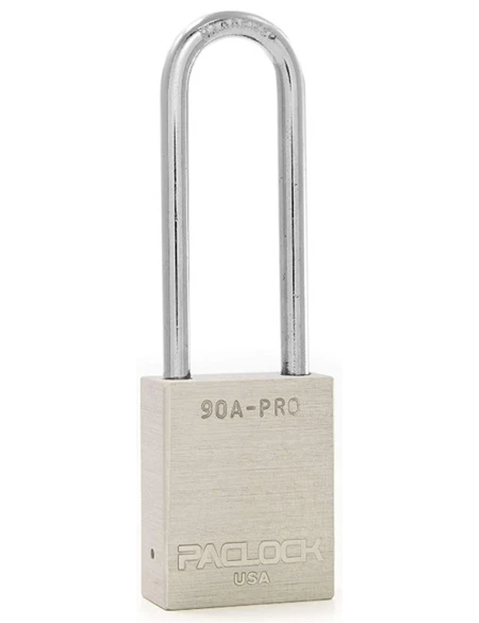 Gembok PACLOCK 90A-PRO aluminium grey dengan shackle tinggi 3 inci untuk aplikasi lockout tagout