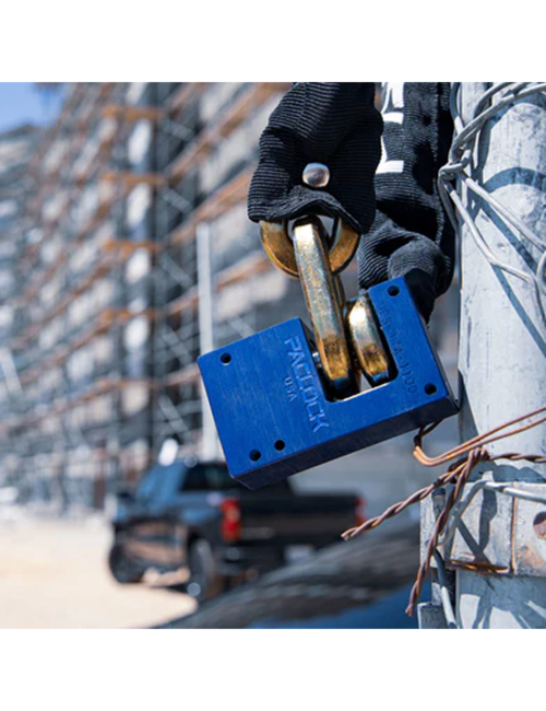 Gembok PACLOCK UCS-17A biru desain hidden shackle aluminium untuk pintu truk dan kontainer