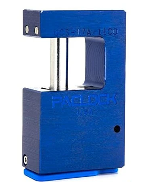 Gembok PACLOCK UCS-17A biru desain hidden shackle aluminium untuk pintu truk dan kontainer