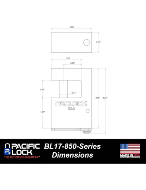 Gembok PACLOCK UCS-17A-850 biru hidden shackle aluminium untuk pintu kontainer dan trailer