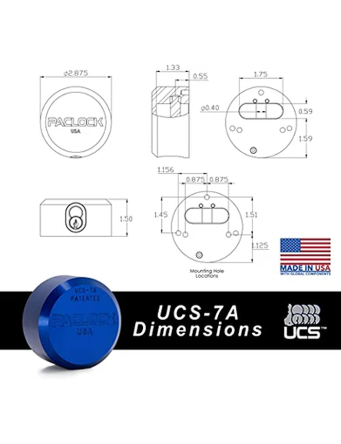 Gembok PACLOCK UCS-7A puck lock aluminium biru dengan desain hidden shackle untuk truk dan kontainer