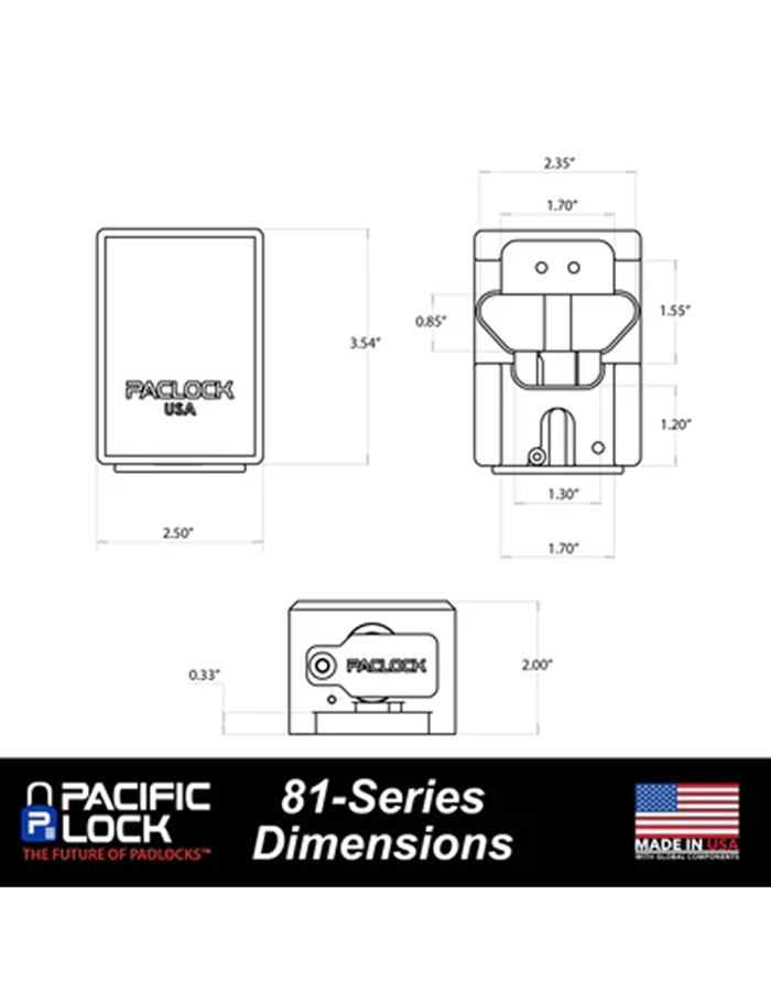 Gembok PACLOCK UCS-81A biru dengan desain hidden shackle untuk pintu trailer dan truk