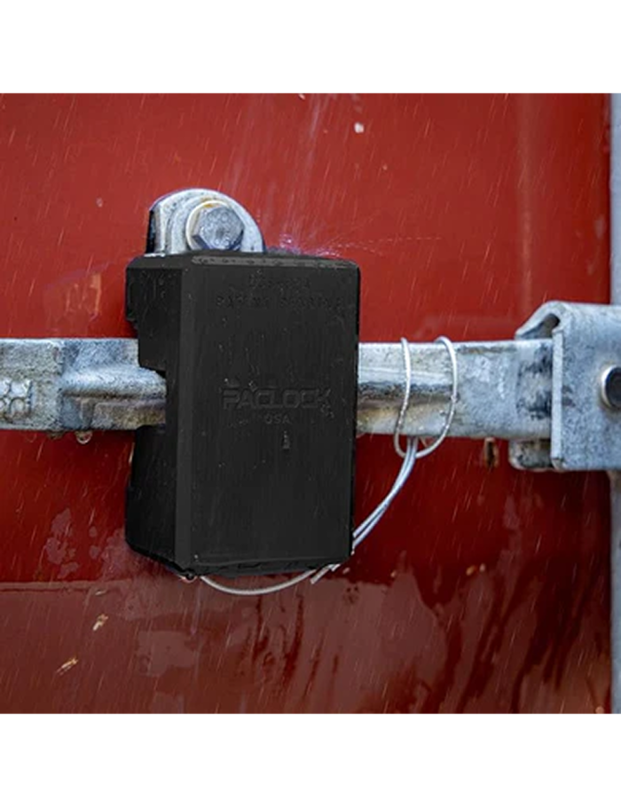 Gembok PACLOCK UCS-82A biru dengan desain hidden shackle untuk pintu kontainer