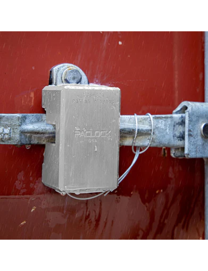 Gembok PACLOCK UCS-82A biru dengan desain hidden shackle untuk pintu kontainer