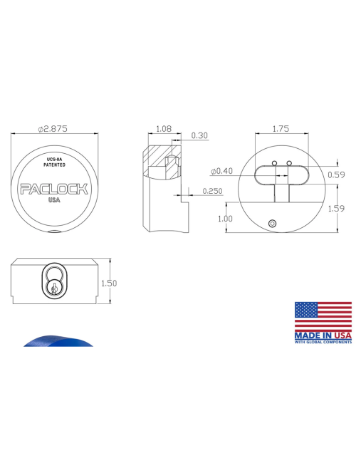 Gembok PACLOCK UCS-8A puck lock aluminium biru dengan desain hidden shackle untuk pintu truk dan kontainer