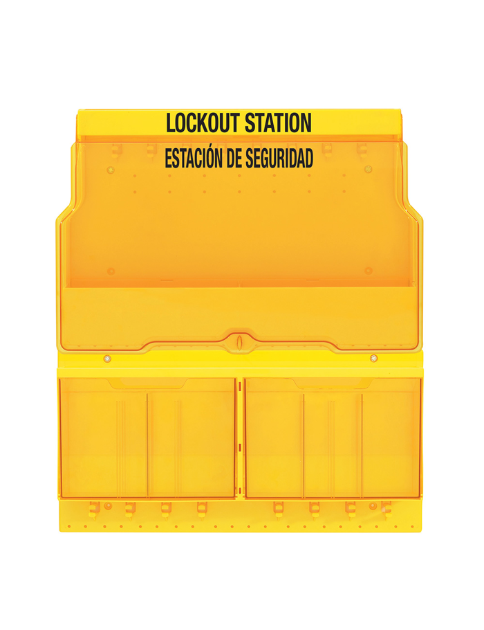 Stasiun Lockout Tagout Master Lock S1900VE410PRE lengkap dengan perangkat LOTO industri
