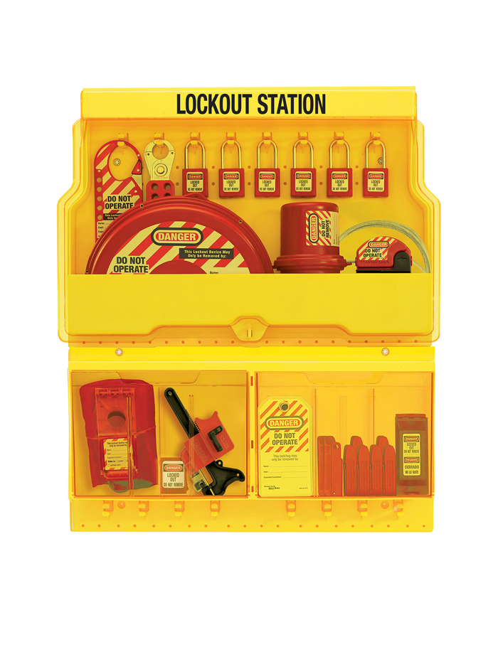 Master Lock S1900VE410PRE Group Lockout Station – Complete LOTO System | GembokStore Indonesia Stasiun Lockout Tagout Master Lock S1900VE410PRE lengkap dengan perangkat LOTO industri