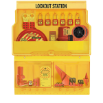 Stasiun Lockout Tagout Master Lock S1900VE410PRE lengkap dengan perangkat LOTO industri